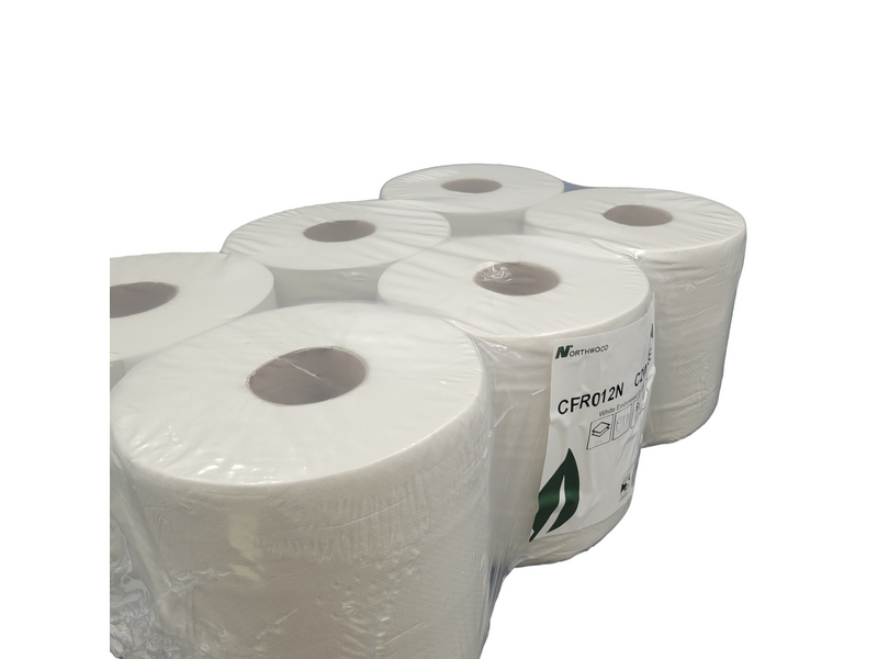 T-Euro 2 Ply White Economy Centre Fed Roll 190mm x 150m (Pkt 6)